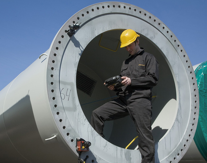 Flatness measuring of column flange in wind power station