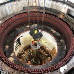 Měření geometrie generátoru na vodní elektrárně Ängabäck ve Švédsku